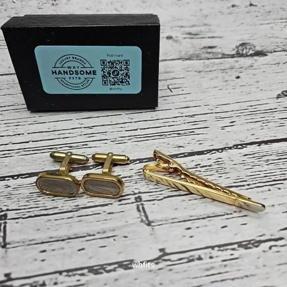 Christian Dior Gold and Silver Tone Cufflinks and Tie Bar set - Picture 1 of 5